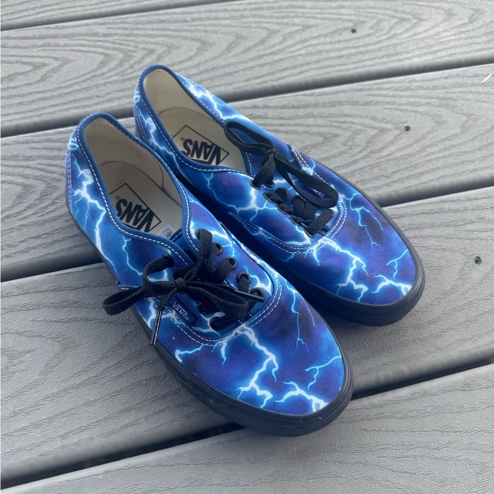 Vans Authentic Blue Lightning Print Sneakers Size… - image 2
